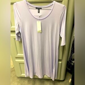 NWT Eileen Fisher Wister/Lavender Scoop Neck Long Short Sleeve Tunic Top